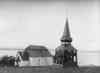 Hackås kyrka och klockstapel från nordöst
