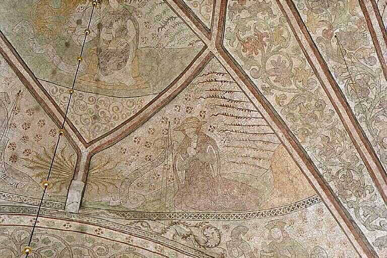 Nederluleå kyrka, kalkmålning i korvalvet, kyrkofadern Hieronymus