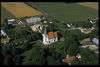 Martebo kyrka med omgivningar. Flygfoto