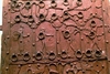 Den medeltida dörren i Värsås kyrka har smidd dekor med bl.a. Adam och Eva.  Negnr  02/135:22.jpg