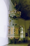 Flistads kyrka, predikstolen från 1700-talet.  
Neg nr 02/147:20.jpg