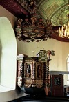 Predikstolen, tillverkad 1722 av Nicolaus Falk.