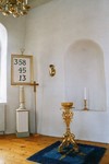 Södra delen av koret i Breviks kyrka med igenmurad korport. Neg.nr. 03/246:02. JPG.