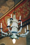 Barockljuskrona av trä i Hömbs kyrka. Neg.nr. 04/326:10. JPG.