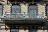 Engelbrektsg. 4. Detalj: balkonger med smidesräcken och konsoler av gjutjärn.