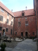 Svaneholm slott. Del av den nordvästra och den sydvästra fasaden sedd från innergården.