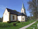 Helgarö kyrka, kyrkoanläggningen från nordost