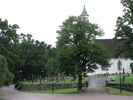 Kyrkogårdens gamla del från söder.