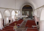 Boda kyrka, interiör, kyrkorummet sett från orgelläktaren i söder mott koret i norr. 