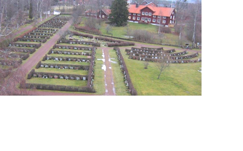 Norra och östra kyrkogården, med prästgården i bakgrunden till höger 

– digitalfoto Sven-Erik Nylander
