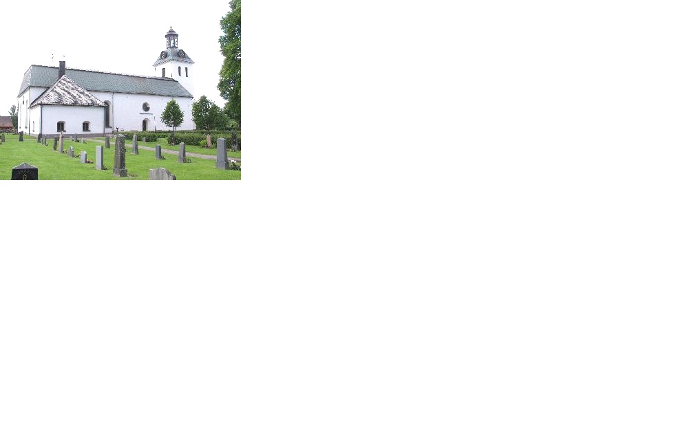 Gagnefs kyrka med omgivande kyrkogård sedd från norr.