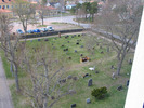 Utsikt övar kyrkogårdens nordvästra del. Kvarter 1 längst
bort och kvarter 2 närmast i bild.