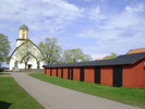 Algutsrums kyrka med kyrkogård. 