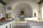 Södra Möckleby kyrka, interiör bild mot koret. 