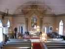 Bräcke kyrka, interiör, kyrkorummet, vy mot koret från orgelläktaren. 
