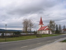 Myssjö kyrka med omgivande kyrkogård, vy från sydöst
