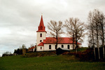Myssjö kyrka med omgivande kyrkogård, vy från söder.