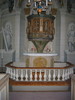 Vallbo kapell, interiör, kyrkorummet, altarringen & predikstolens i öster. 