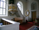 Marby kyrka, interiör, predikstol i öster. 

Bilderna är tagna av Christina Persson & Isa Lindkvist, bebyggelseantikvarier vid Jämtlands läns museum, i samband med inventeringen, 2005-2006.