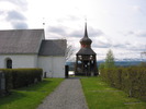 Mattmars kyrka med omgivande kyrkogård med klockstapel. vy från nordväst. 