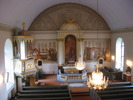 Mörsils kyrka, interiör, kyrkorummet sett från läktaren mot koret i öster. 