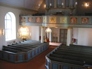 Mörsils kyrka, interiör, kyrkorummet sett från predikstolen mot läktaren i väster. 