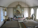 Undersåkers kyrka, interiör, kyrkorummet sett mot koret i öster från läktaren.
