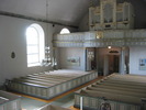 Undersåkers kyrka, interiör, kyrkorummet sett mot orgelläktaren från predikstolen.