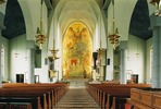 Stora kyrkan, interiör, kyrkorummet, vy mot koret i öster. 

Bilderna är tagna av Christina Persson & Isa Lindkvist, bebyggelseantikvarier vid Jämtlands läns museum, i samband med inventeringen, 2005-2006.
