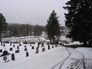 Hässjö kyrkas kyrkogård. Vy från nordöst över den utvidgade kyrkogården. 