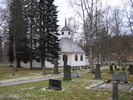 Lögdö kyrka/Lögdö brukskapell med omgivande kyrkogård, vy från nordöst. 