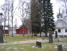 Lögdö kyrka/Lögdö brukskapell med omgivande kyrkogård, vy från nordöst.