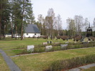 Alby gravkapell/kyrka med omgivande kyrkogård samt klockstapeln, vy från nordväst.  

