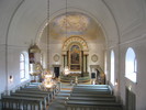 Högsjö kyrka, interiör, kyrkorummet, vy mot koret från läktaren. 