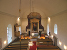 Helgums kyrka, interiör, kyrkorummet, vy mot koret från läktaren. 