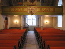 Grundsunda Kyrka, interiör, kyrkosalen, vy från koret mot orgelläktaren.