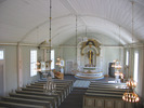 Mo Kyrka, interiör, kyrkorummet, vy från orgelläktaren i väster mot koret i öster.