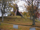 Solbergs Kyrka med omgivande kyrkogård, vy från sydväst.