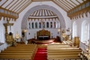 Gärdhems kyrka sedd mot koret från läktaren. Interiören restaurerades 1992.