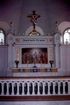 Torbjörntorps kyrka interiör altare, altaruppsats, altarring (neg nr 01/279:29)