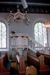Torbjörntorps kyrka interiör predikstol och ljudtak (neg nr 01/279:30)