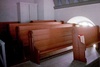 Torbjörntorps kyrka interiör orgelläktarbänkar (neg nr 01/279:34)