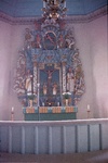 Karleby kyrka interiör altaruppsats och altarring. Negnr 01/277:21
