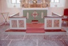 Valtorps kyrka interiör altarring. Neg.nr: 01/287:2a