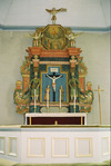 Böstigs kyrka interiör altare. Negnr 01/270:26