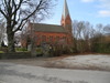 Flädie kyrka och kyrkogård från nordost.