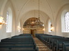 Borgeby kyrka, långhuset med orgel och läktare.