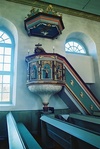Predikstolen i Nittorps kyrka sedd från S.
