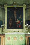 Altartavlan är utförd på 1780-talet av Nils Åvall, Borås