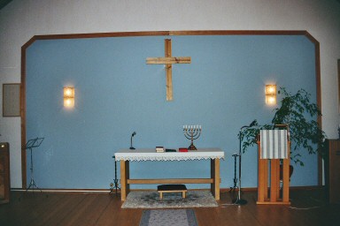 Altarpartiet i Ljungs församlingshem. Neg.nr. B961_035:02. JPG.